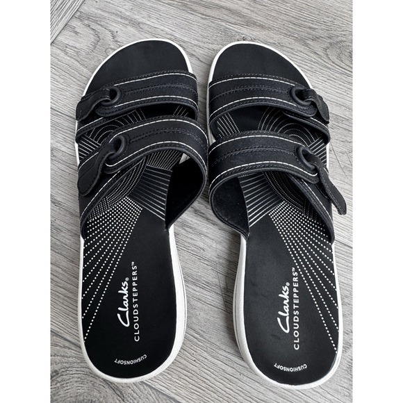 Clarks Cloud Steppers Women's Breeze Sea Black Flip Flops Size Sandals 6.5 NWOT - Picture 4 of 7